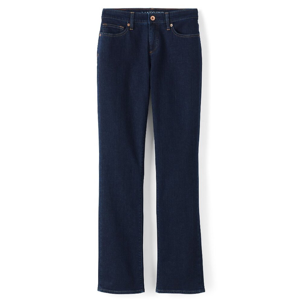 LANDS END Mid-Rise Straight Leg Dark Wash Denim Jeans size 2/27" waist